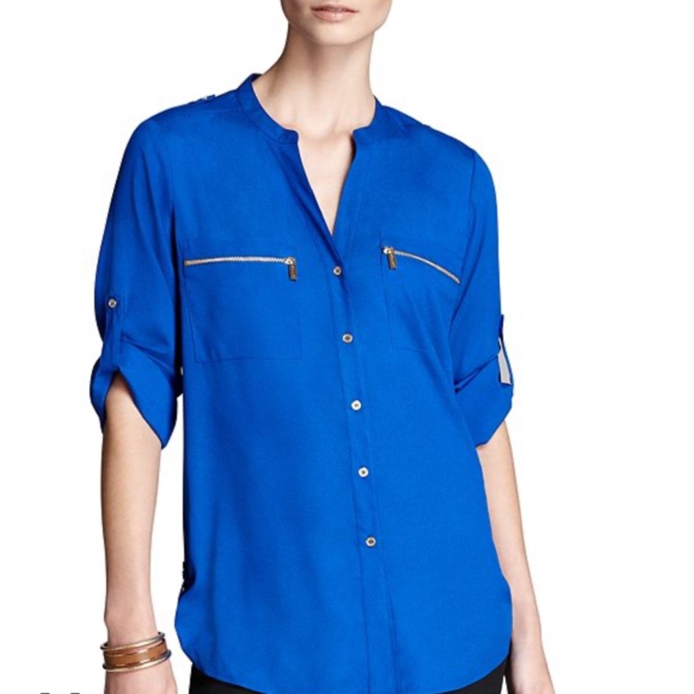 NEW Calvin Klein Zip Pocket Roll Sleeve Shirt
